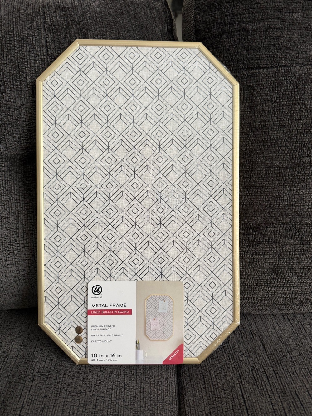 Gold-Framed White Linen Bulletin Board by U Brands